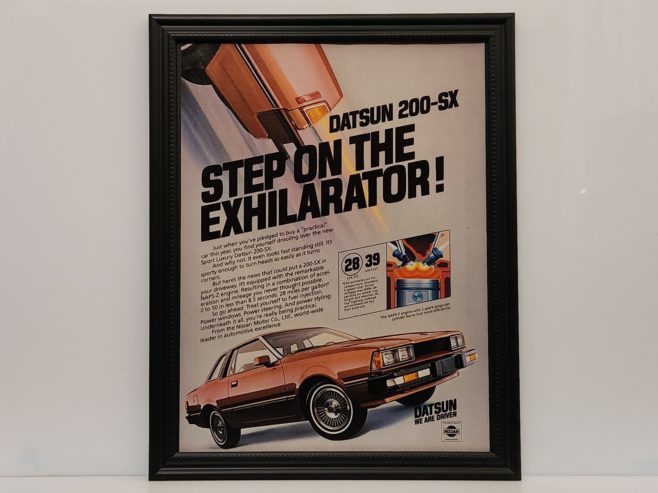 Framed Vintage 80's Car Ad Datsun 200-SX Silvia 1980 1981 1982