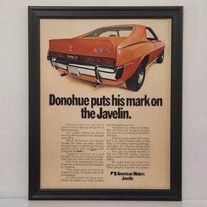 Framed Vintage 70&#39;s Car Ad 1970 AMC Javelin Muscle Car Advertisement Automotive Classic Wall Art Poster Photo