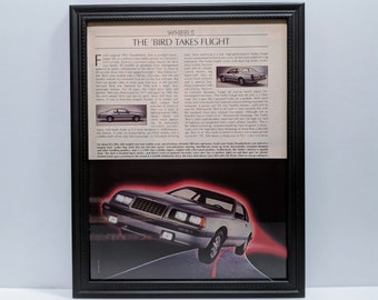 Framed Retro 80's Playboy Article Ford Thunderbird 1983 Vintage Automotive Wall Art Photo Poster Advertisement