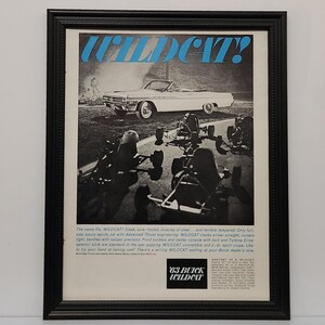 Framed 60&#39;s Vintage Car Ad 1963 Buick Wildcat Convertible Advertisement Automotive Classic Wall Art Photo Poster