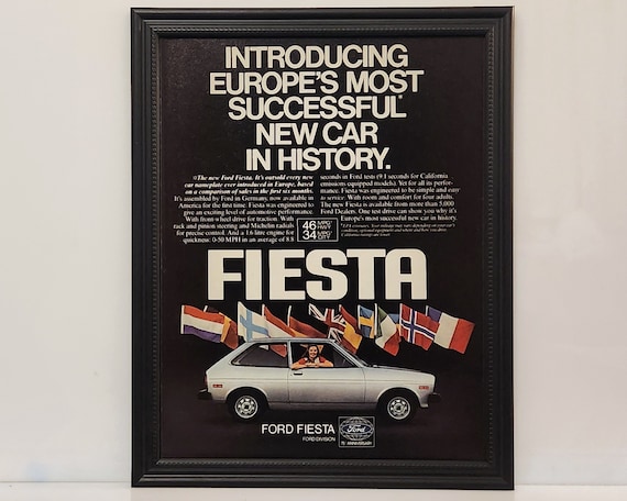 Framed Vintage 70's Car Ad 1978 Ford Fiesta Classic
