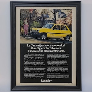 Framed Vintage 70&#39;s Car Ad 1979 Renault Le Car 5 Classic Automotive Advertisement Retro Wall Art Photo Poster