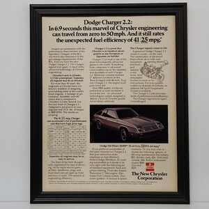 Gerahmtes Vintage 80er Auto Werbung Dodge Busi 024 Ladegerät 2.2 1981 Classic Werbung Werbung Wandkunst Fotoposter