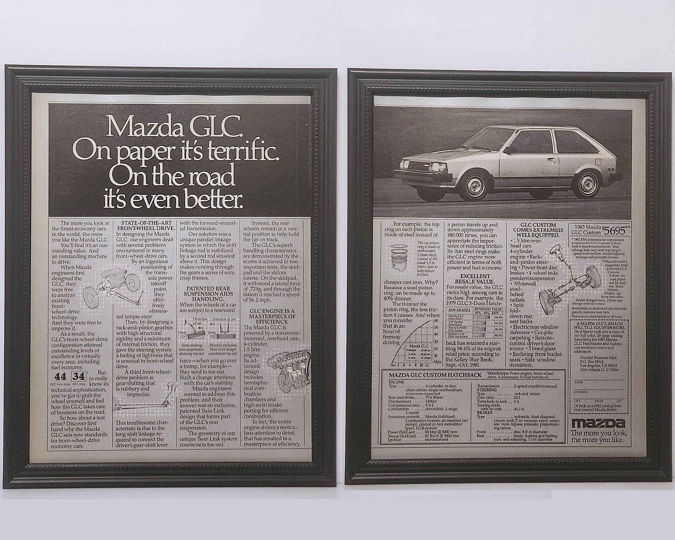 Framed Vintage 80's Car Ad Mazda GLC 1981 1982 1983 1984 1985