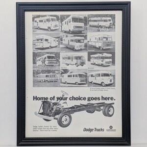 RARE Promo annonce 1969 Dodge Heavy Duity Trucks Camping-car Camping-car Publicité vintage Automotive Classic B&W Wall Art Photo Poster