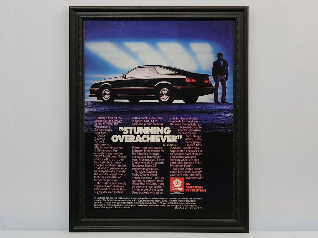 Framed Vintage 80's Car Ad Dodge Daytona Turbo Z 1985 Classic ...