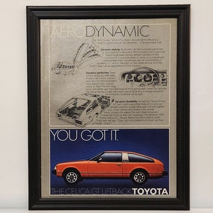 Póster con foto de arte de pared retro con anuncio de coche clásico de los años 70 enmarcado, Toyota Celica GT Liftback 1979