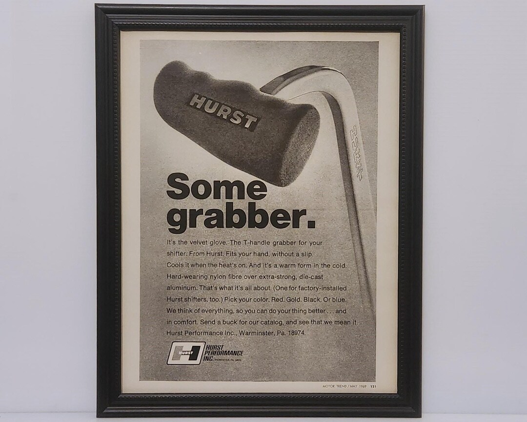 Framed Vintage 60's Hurst Ad 1969 Shifter Muscle Car Performance Parts ...