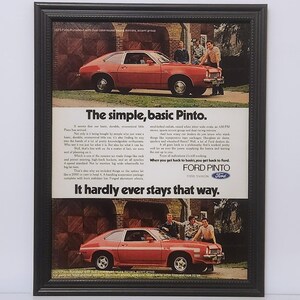 Framed Vintage 70&#39;s Car Ad 1973 Ford Pinto Runabout Custom Classic Advertisement Poster