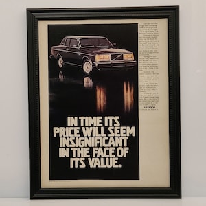 Framed Vintage 80&#39;s Car Ad Volvo 262C Bertone Coupe 1981 Classic Advertisement Automotive Wall Art Photo Poster