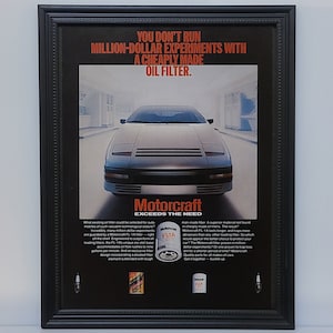 Framed Vintage 80&#39;s Ford Motorcraft Ad 1983 Lincoln Quicksilver Ghia Concept Car Retro Automotive Advertisement Classic Wall Art Poster