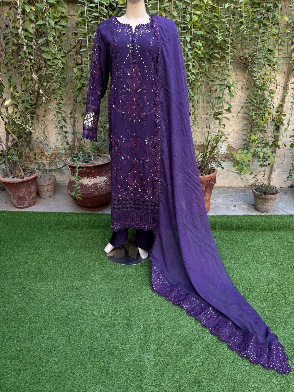 open lace back dress Asim Jofa New Party Suit with Embroidery  Nameera by Farooq