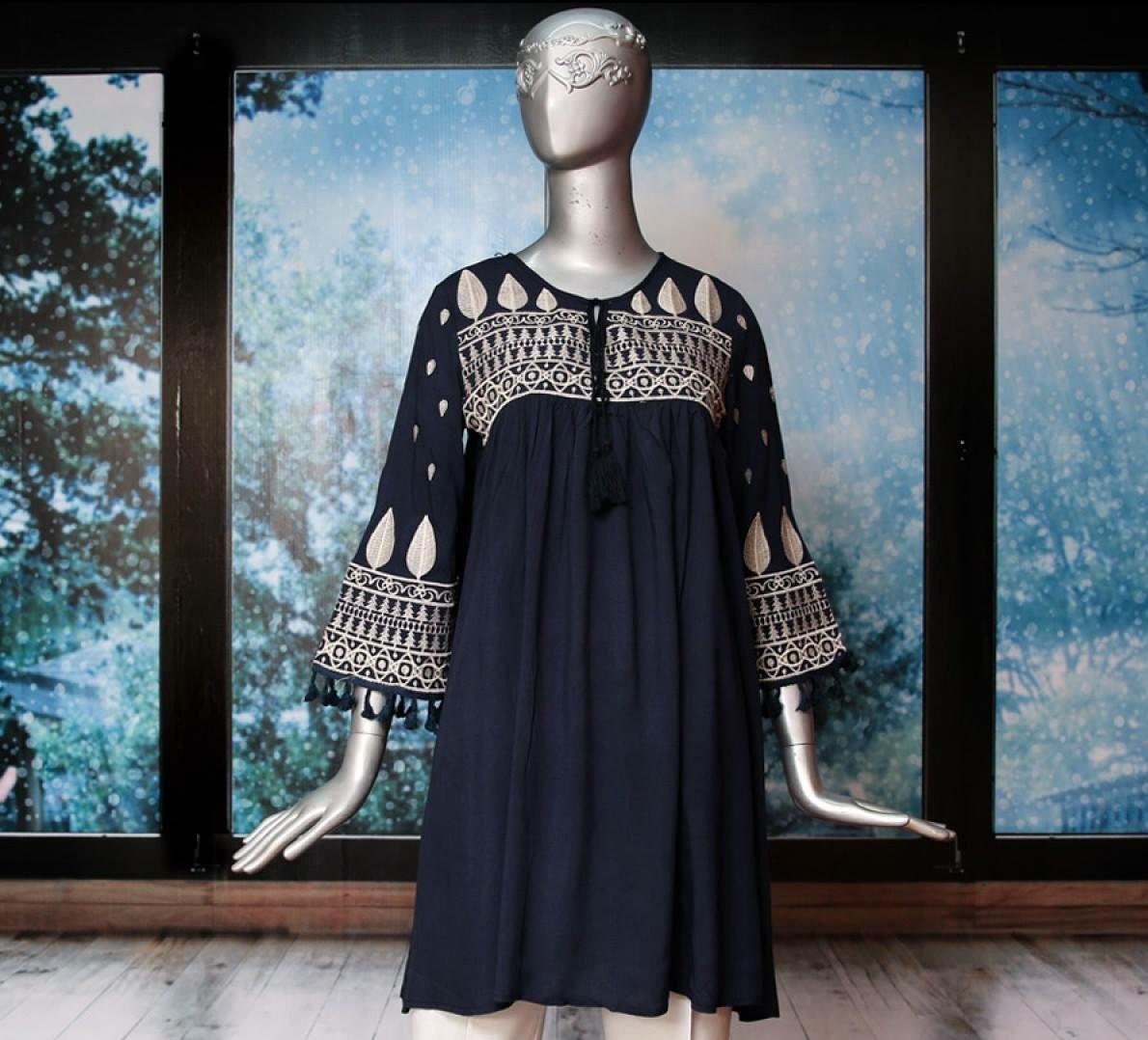 Pakistani Polka Dot Arabic Lawn Navy Blue Embroidered Kurta - Etsy