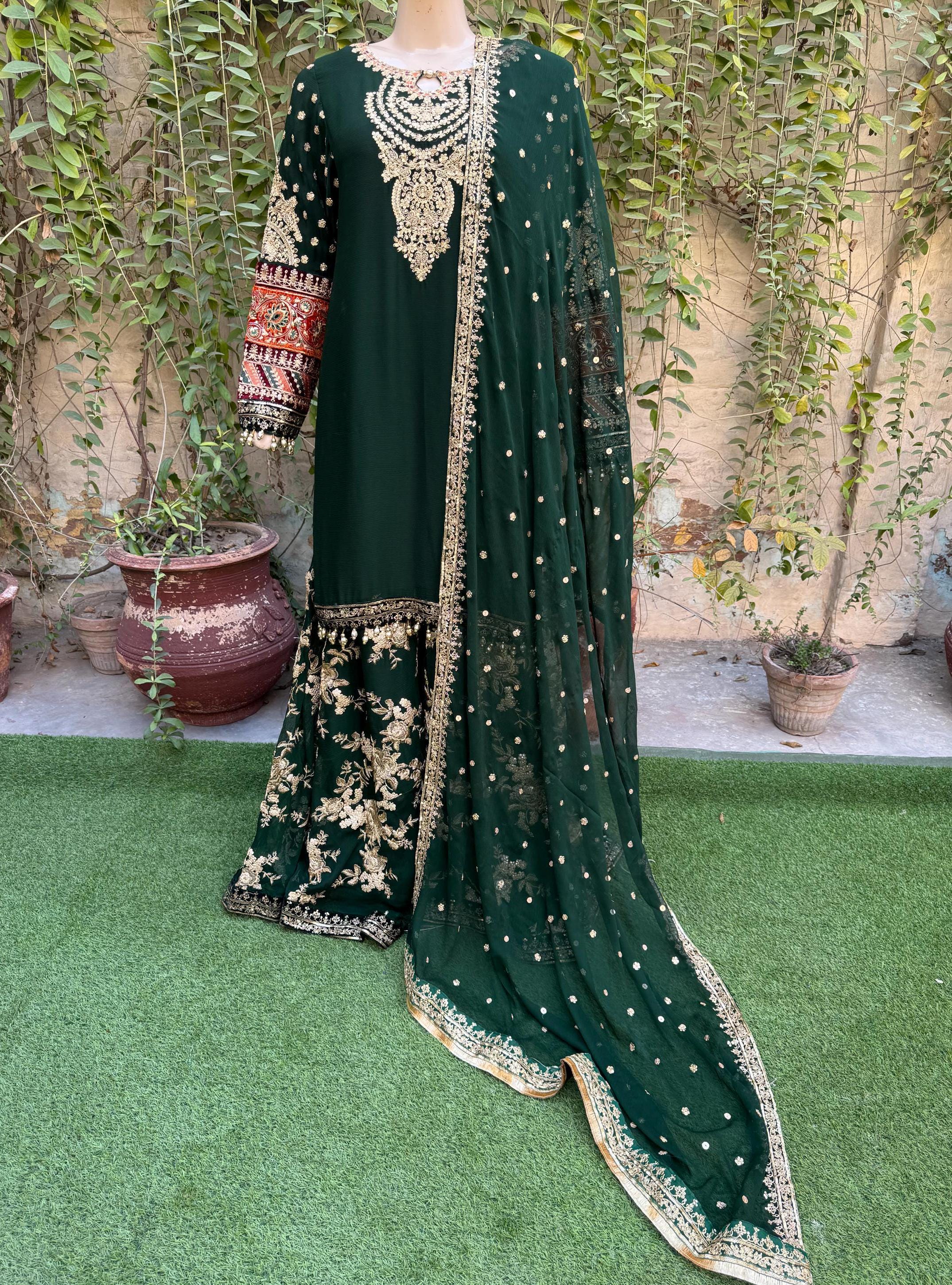 Dark Green Pakistani Dresses - Etsy