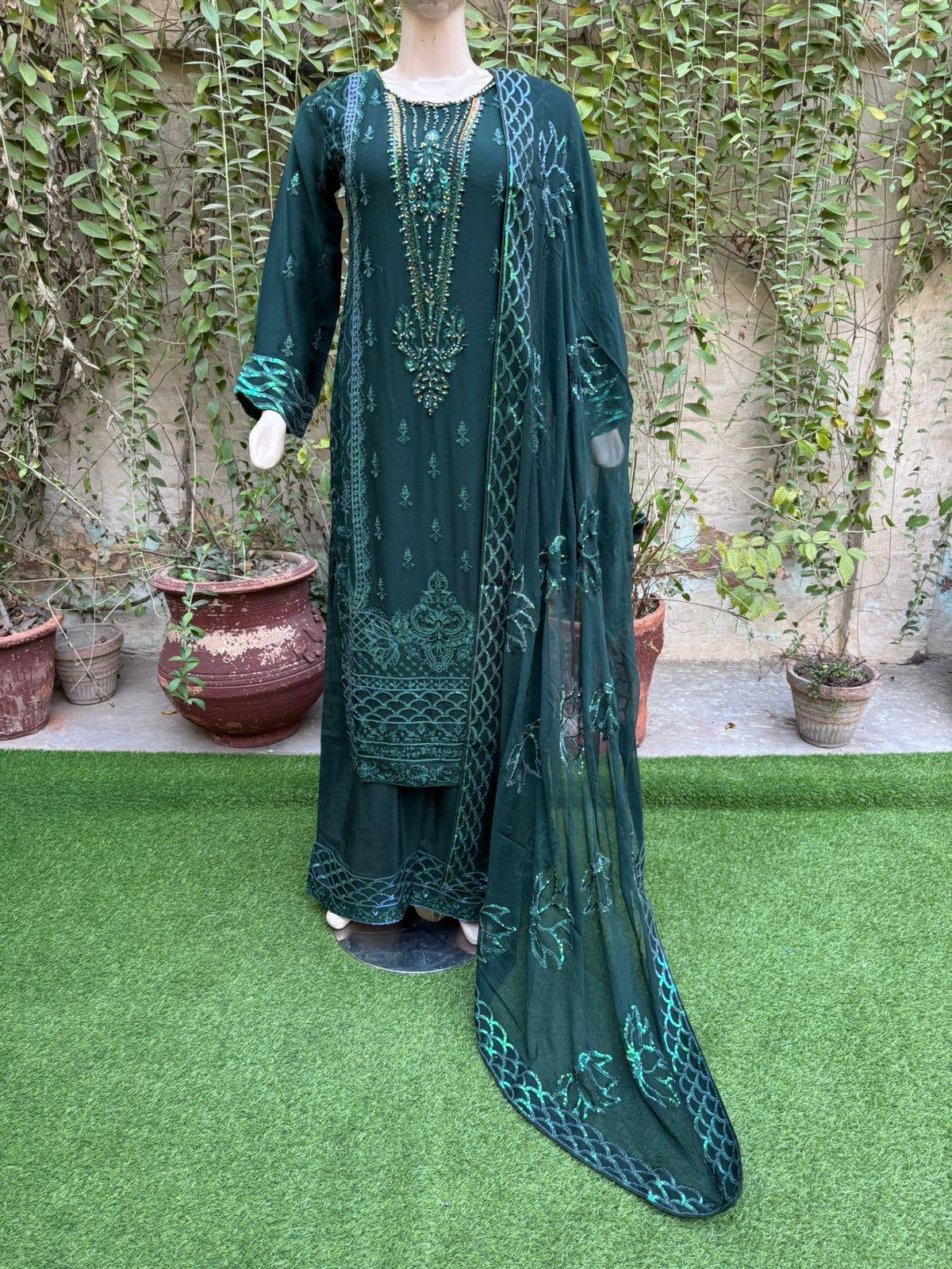 Pakistani Wedding Dress Dark Green - Etsy