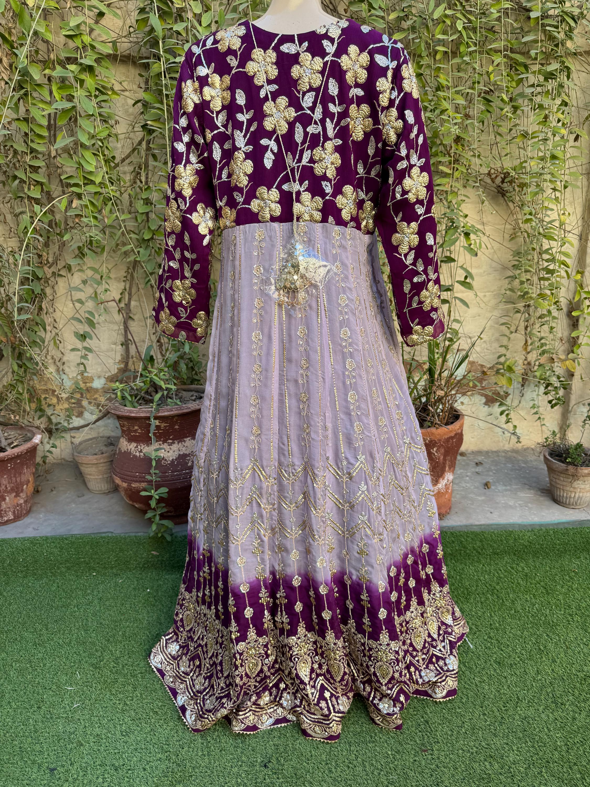 purple maxi dress pakistani Purple Evening Maxi  Faash Wear