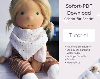 Ebook Anleitung SIRI Puppe nach Waldorfart 35cm Stoffpuppe PDF DIY Tutorial Nähanleitung Schnittmuster von der Waldorfpuppe inspiriert