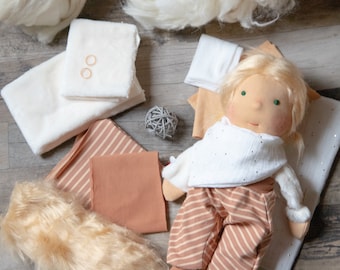 Material Paket Ina für eine Taluwa Doll 35cm - passend für die E-Book Anleitung Puppe Siri - eine Puppe nach Waldorfart