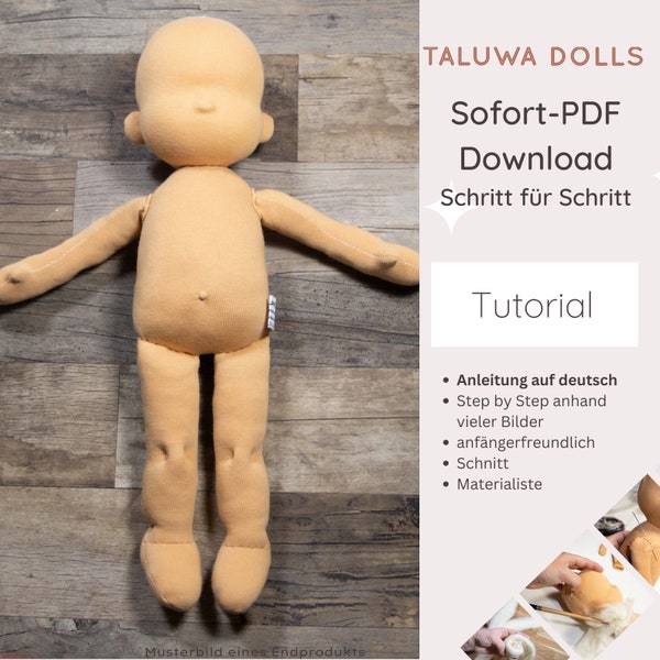 DIY Ebook LARA, tutorial, instructions doll according to Waldorf style, 45 cm, wig variant, jointed doll, similar to the tradition of the Waldorf doll