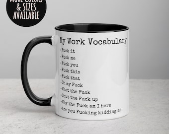 Funny Work Vocabulary Coffee Mug: Adult Humor Office Cup