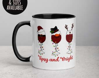 Taza navideña divertida: copa de vino con diseño navideño