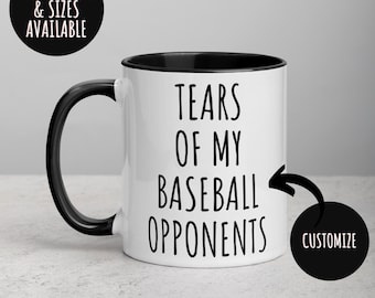 Tasse de baseball, Mug Larmes de mes adversaires de baseball, Mug à café drôle, amateur de baseball, cadeaux de baseball, tasse fantaisie, tasse accro au baseball 396