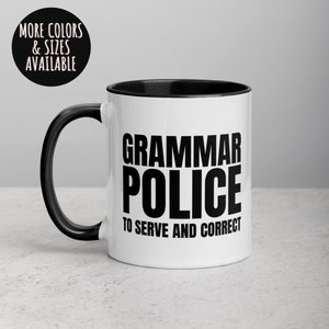 Tazza grammaticale, Polizia grammaticale Servire e correggere, Regalo per insegnanti, Tazza per insegnante di inglese, Regalo per insegnante di inglese, Polizia grammaticale, Tazza da caffè divertente 177