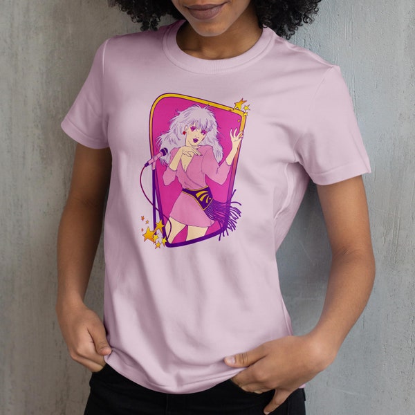 Jem and the Holograms pink t-shirt 80s pop icon shirt singing casual retro tshirt gift for her