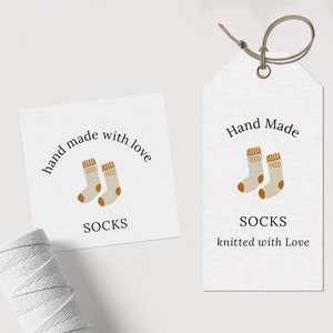 Printable Hand gestrickte Socken Stricken Tags Aufkleber Etiketten | Stricketiketten | Mit Liebe gestrickt Anhänger | PDF nur | Druckbar | A4 & Letter