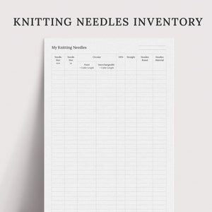 Needle Inventory Knitting Needle Inventory Chart - Etsy