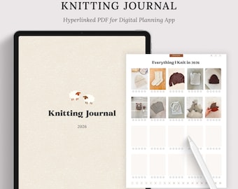 Strickjournal 2026 | WIP Tracker für Strickerinnen | Yarn Stash Organizer PDF | iPad Goodnotes-Vorlage