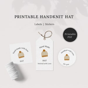 Druckbare Handstrickmütze Stricken Tags Aufkleber Etiketten | Stricketiketten | Mit Liebe gestrickt Anhänger | PDF nur | Druckbar | A4 & Letter