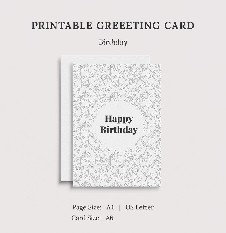 PRINTABLE Birthday Card Digital Download Happy Birthday Etsy
