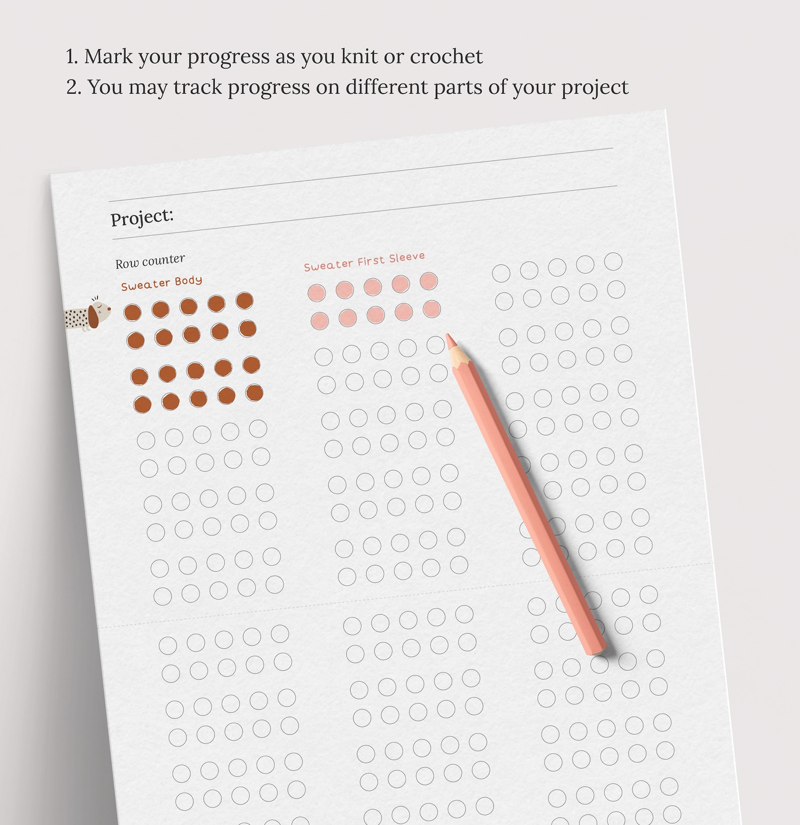 Printable Knitting and Crochet Row Round Counter | Minimalist Row ...