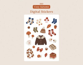 Cozy Autumn #1 | | Digital Stickers | Set of 24