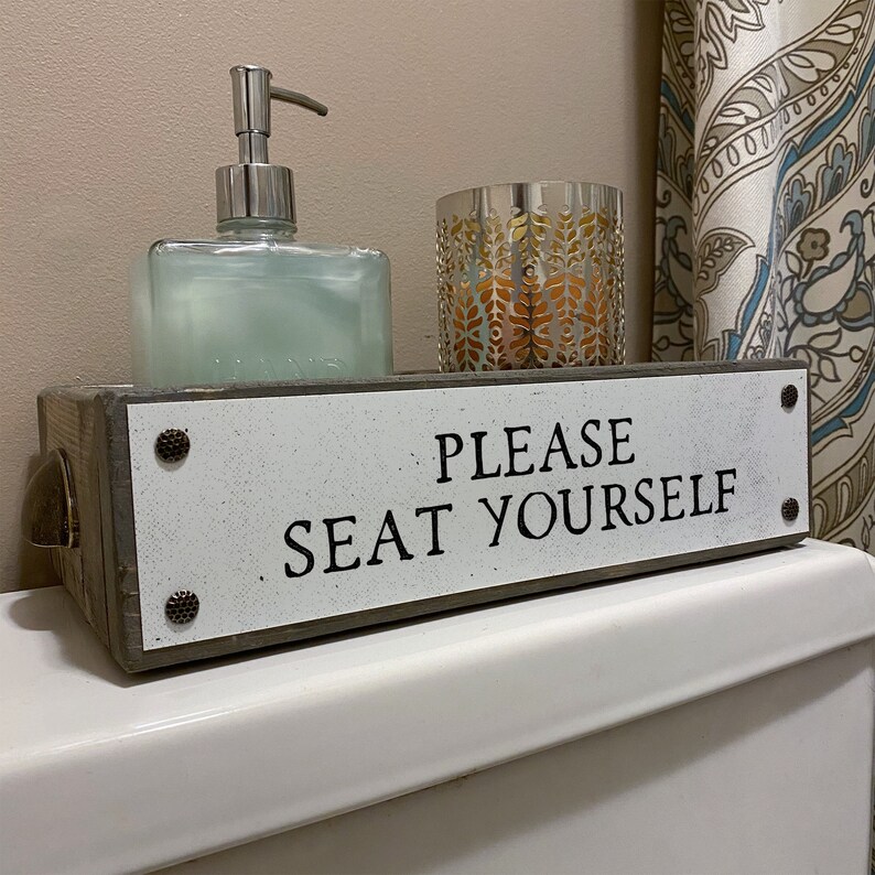 Please Seat Yourself Bathroom Box Cute & Funny Rustic Etsy Canada