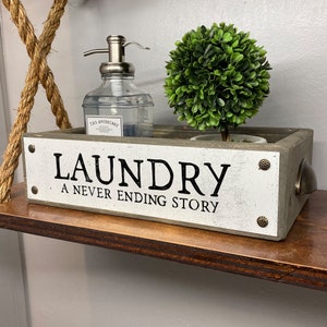Laundry A Never Ending Story – Laundry – Decorative Storage Box - Wood Boxes With Sayings