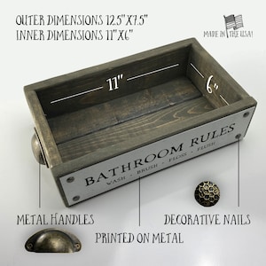 Bathroom Rules Bathroom Box Cute & Funny Rustic Farmhouse Bathroom Decor Toilet Paper Holder Wood Boxes With Sayings Diaper Caddy image 2