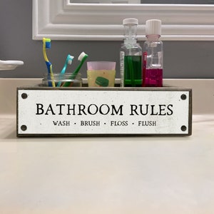 Bathroom Rules Bathroom Box Cute & Funny Rustic Farmhouse Bathroom Decor Toilet Paper Holder Wood Boxes With Sayings Diaper Caddy image 9