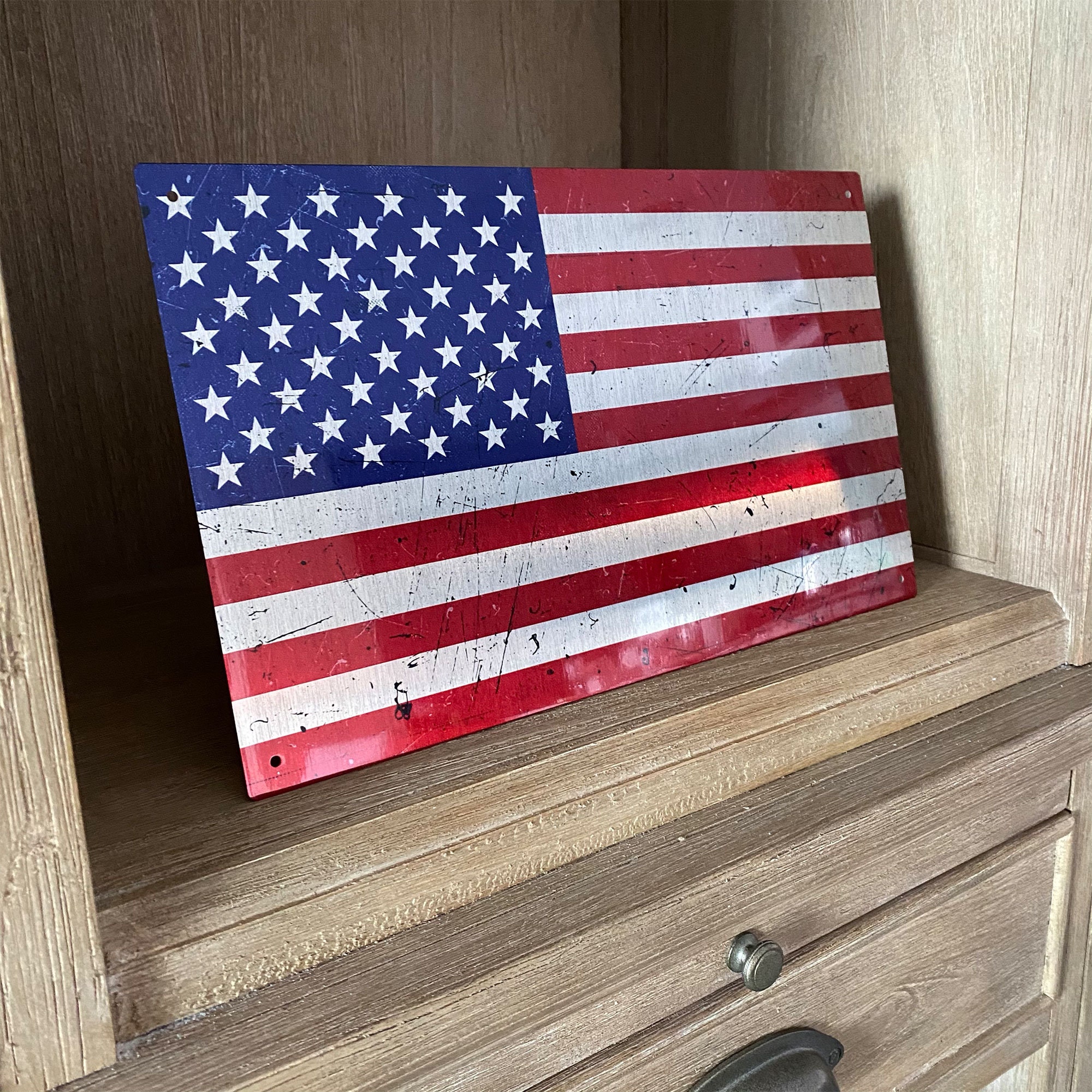 Metal American Flag Wall Decor: Patriotic Hanging Sign (12" X 7.25") - Etsy
