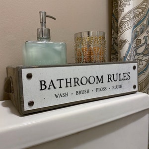 Bathroom Rules Bathroom Box Cute & Funny Rustic Farmhouse Bathroom Decor Toilet Paper Holder Wood Boxes With Sayings Diaper Caddy image 7