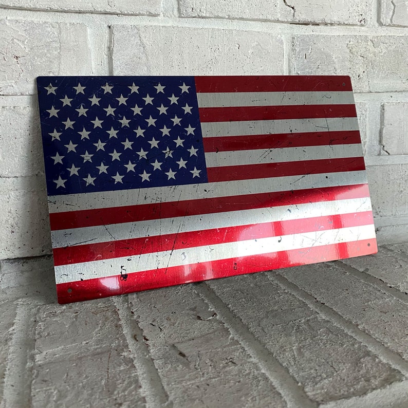 Metal American Flag Wall Decor: Patriotic Hanging Sign (12" X 7.25") - Etsy