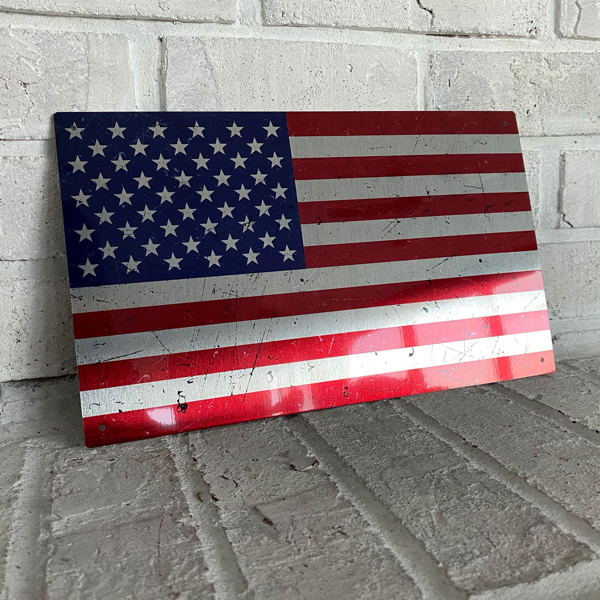 Metal American Flag Wall Decor: Patriotic Hanging Sign (12" X 7.25") - Etsy