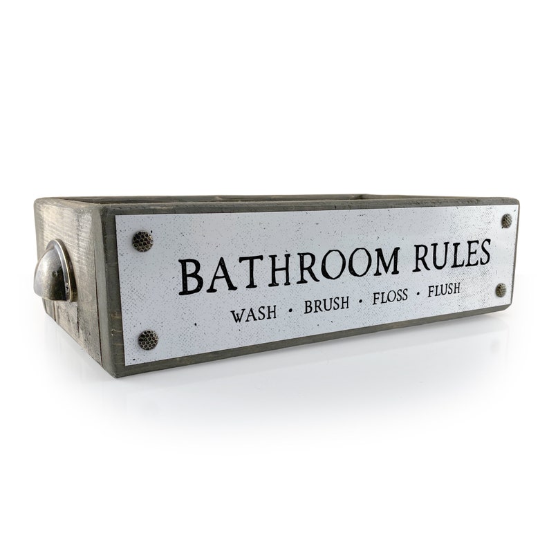 Bathroom Rules Bathroom Box Cute & Funny Rustic Farmhouse Bathroom Decor Toilet Paper Holder Wood Boxes With Sayings Diaper Caddy image 10