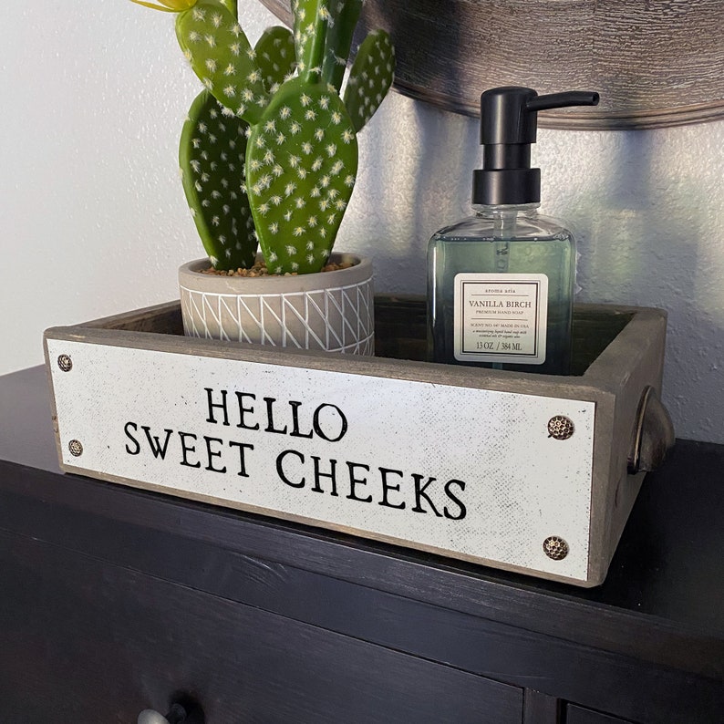 Hello Sweet Cheeks Bathroom Box Cute & Funny Rustic Etsy