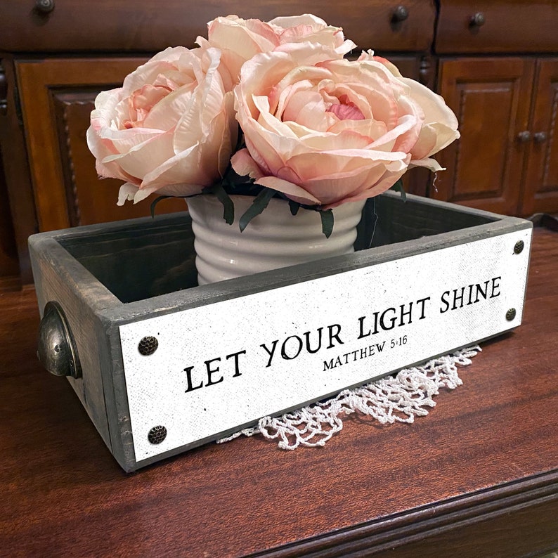 Wood Boxes With Sayings Let Your Light Shine \u2013 Bible Verse Box \u2013 Decorative Storage Box