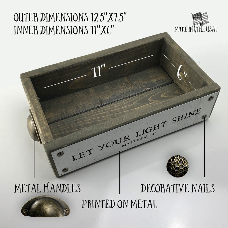 Wood Boxes With Sayings Let Your Light Shine \u2013 Bible Verse Box \u2013 Decorative Storage Box