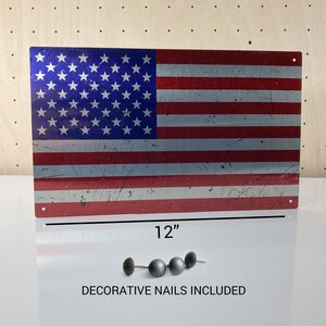Metal American Flag Wall Decor: Patriotic Hanging Sign (12" X 7.25") - Etsy