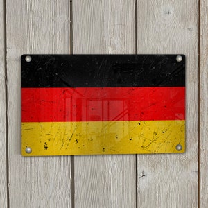 Rustic German Flag Metal Wall Art: Man Cave Decor (12&quot; x 7.25&quot;)