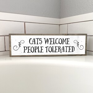 Cats Welcome People Tolerated - Metal Wood Sign Light – Farmhouse Decorations – Cat Decor, Cat Gifts For Cat Lovers